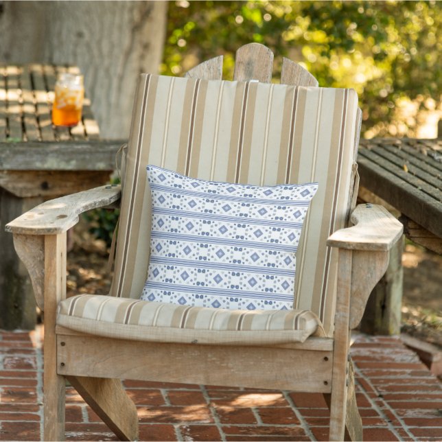 Blue And White Patterned Cushion (Chair)
