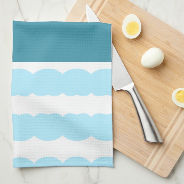 Blue and White Patterned Kitchen Tea Towel (Quarter Fold)