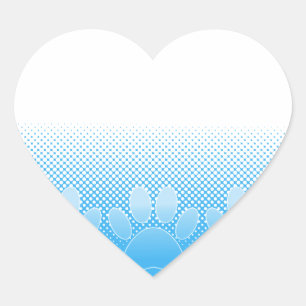 Blue And White Paws With Newsprint Background Heart Sticker