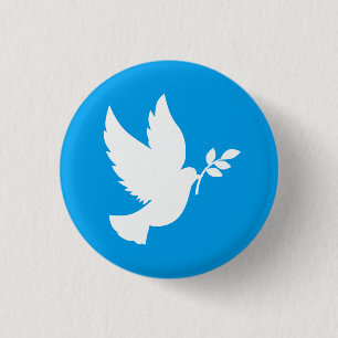 Blue and White Peace Dove 3 Cm Round Badge