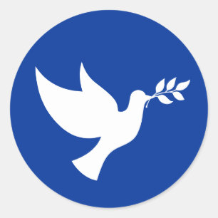 Blue and White Peace Dove Classic Round Sticker