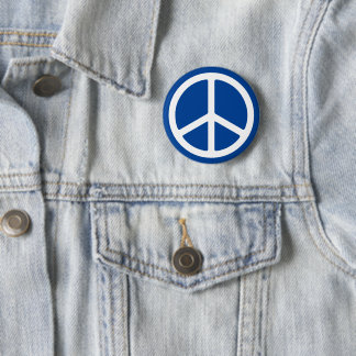 Blue and White Peace Symbol Pinback 6 Cm Round Badge