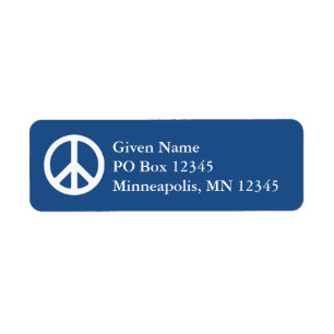 Blue and White Peace Symbol Return Address Label