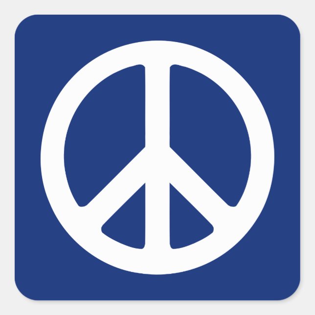 Blue and White Peace Symbol Square Sticker (Front)