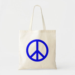 Blue and White Peace Symbol Tote Bag
