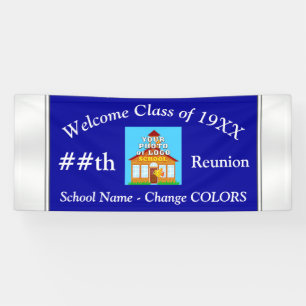 Blue and White Personalised Class Reunion Banners
