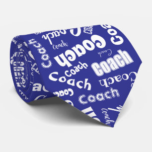 Blue and White Personalised Coach Gift Name Art Tie