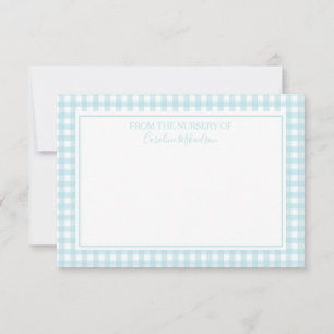 Blue and White Personalised Gingham Pattern Thank You Card