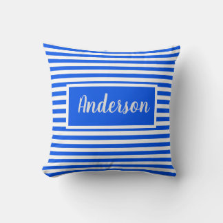 Blue and White Personalised Nursery Cushion