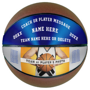 Blue and White Photo Basketball for Players, Coach