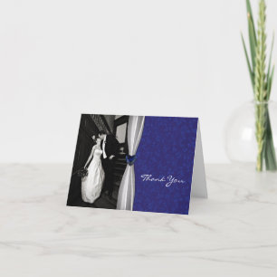 Blue and White Photo Thank You Card