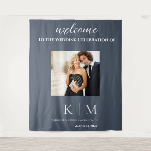 Blue and White-Photo-Wedding- Tapestry