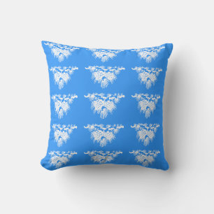 blue and white pine cones cushion