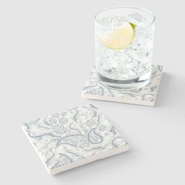 Blue and White Pineapple Paradise Stone Coaster (Side)