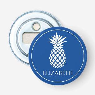 Blue and White Pineapple Personalised Bottle Opener