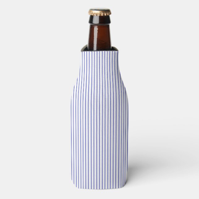 Blue and White Pinstripe Can or Bottle Cooler (Bottle Front)