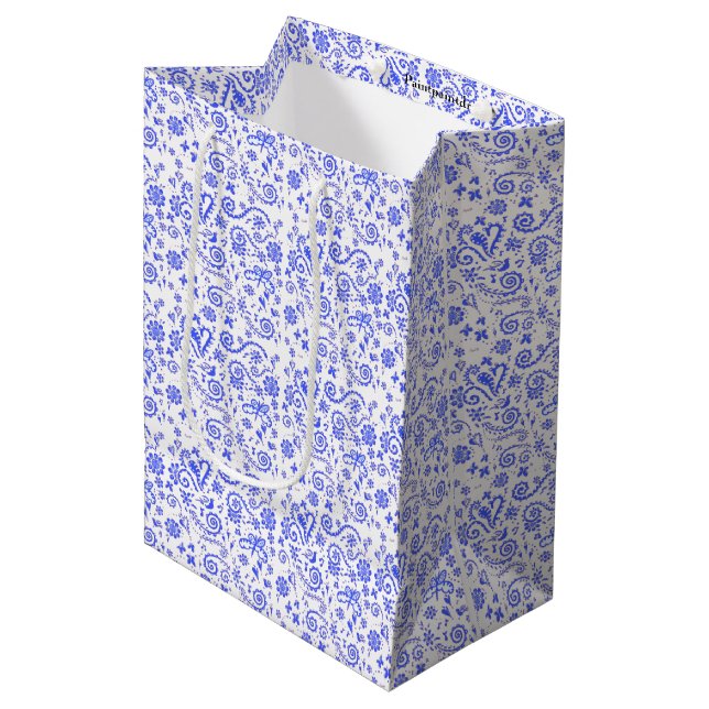 Blue and White Pip Gift Bag (Front Angled)