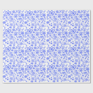 Blue and White Pip Wrapping Paper