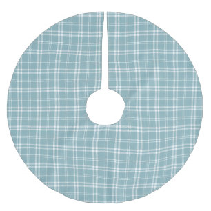 Blue and White Plaid Brushed Polyester Tree Skirt