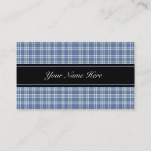 Blue and White Plaid Business Card