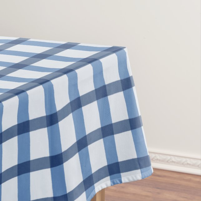 Blue and White Plaid Pattern Tablecloth (In Situ)