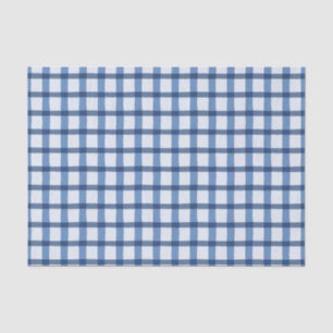 Blue and White Plaid Pattern Tissue Paper