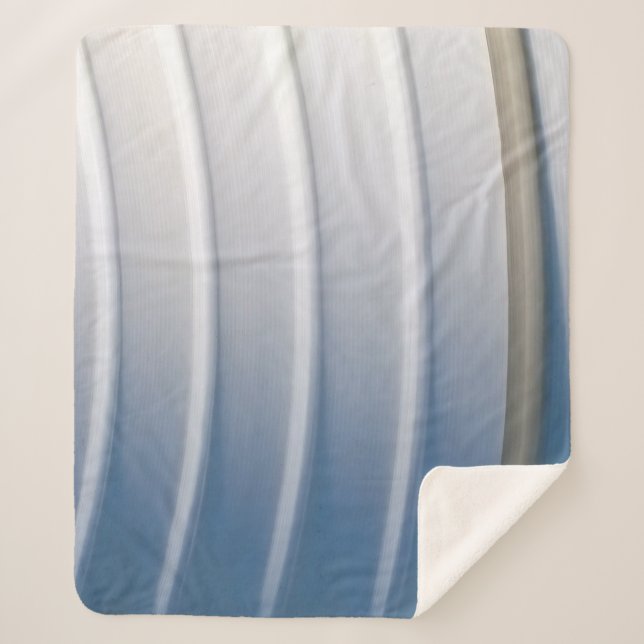 Blue and white plastic container sherpa blanket (Front)