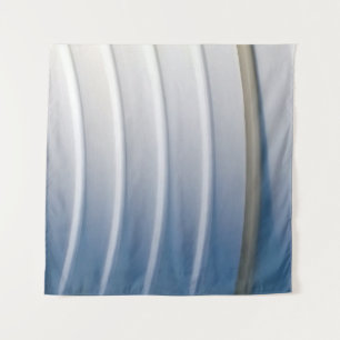 Blue and white plastic container tapestry