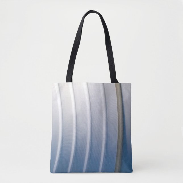 Blue and white plastic container tote bag (Front)