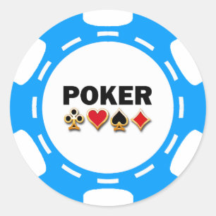 BLUE AND WHITE POKER CHIP CLASSIC ROUND STICKER