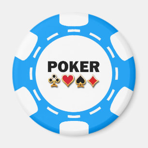 BLUE AND WHITE POKER CHIP MAGNET