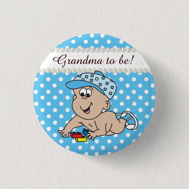 Blue and White Polka Dot | Baby Boy 3 Cm Round Badge (Front)