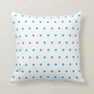 Blue and White Polka Dot Cotton Throw Pillow