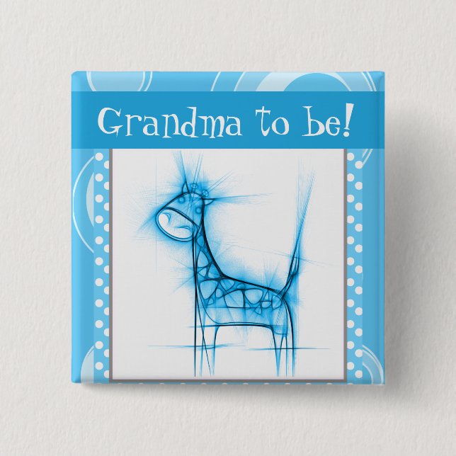 Blue and White Polka Dot Giraffe 15 Cm Square Badge (Front)