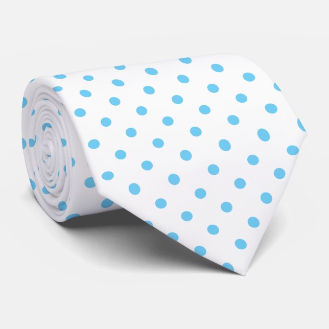 Blue and White Polka Dot Necktie (Rolled)
