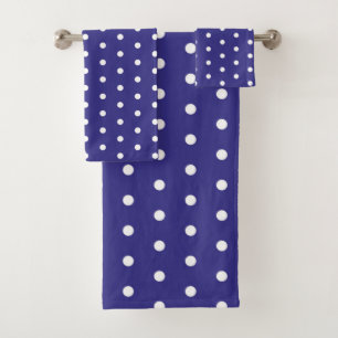 Blue and White Polka Dot Pattern Bath Towel Set