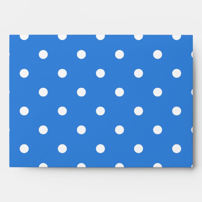 Blue and White Polka Dot Pattern Monogram. Custom. Envelope (Front)