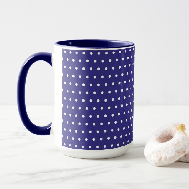 Blue and White Polka Dot Pattern  Mug (With Donut)
