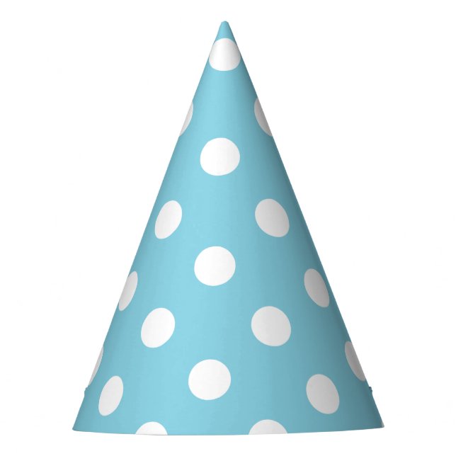Blue and White Polka Dot Pattern Party Hat (Front)