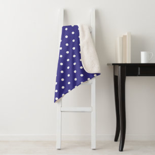 Blue and White Polka Dot Pattern Sherpa Blanket