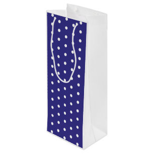 Blue and White Polka Dot Pattern Wine Gift Bag