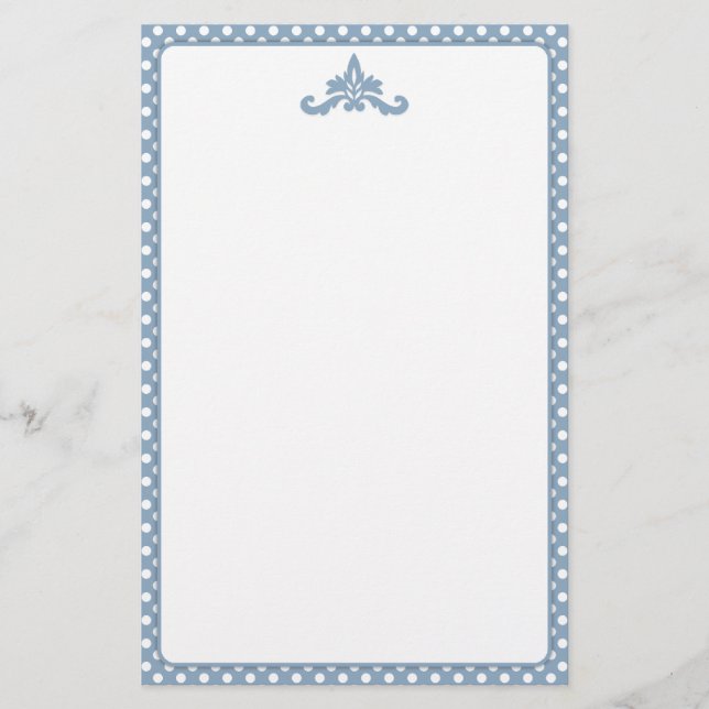 Blue and White Polka Dot Stationery (Front)