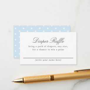 Blue and White Polka DotBaby Shower Diaper Raffle Enclosure Card