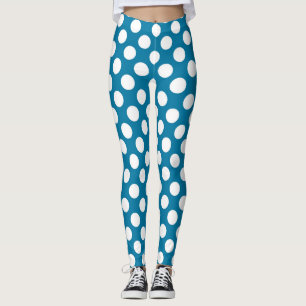 Blue and white polka dots leggings