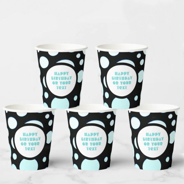 Blue and White Polka Dots Modern Circles Paper Cups (Creator Uploaded)