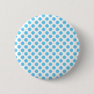 Blue and white polka dots pattern 6 cm round badge