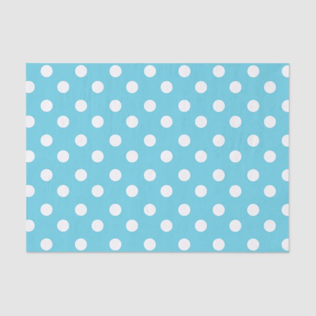 Blue and White Polka Dots Pattern Gifts Tissue Paper (Front)