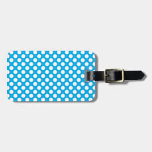 Blue and white polka dots pattern luggage tag