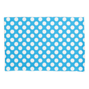 Blue and white polka dots pattern pillowcase