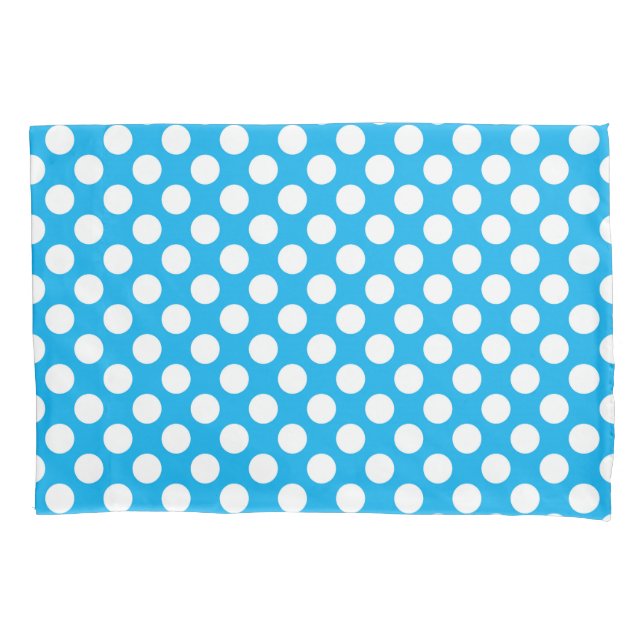 Blue and white polka dots pattern pillowcase (Front)